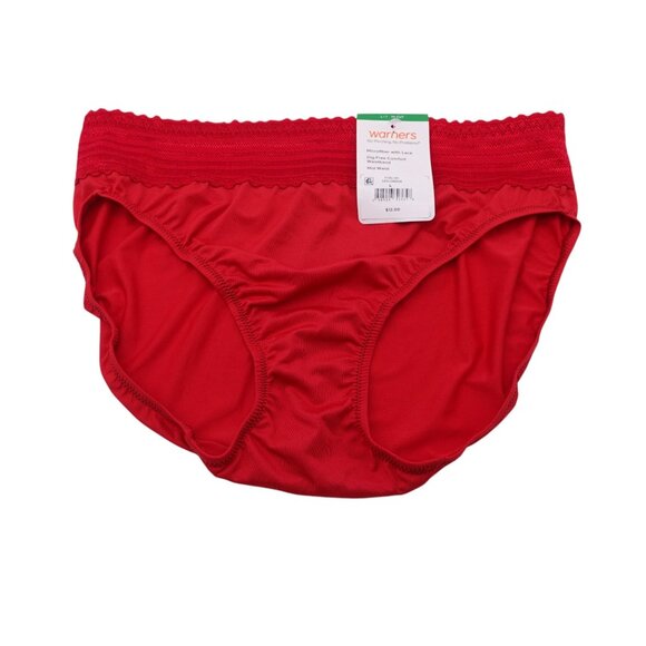 NWT Warners No Pinching No Problems Dig-Free Comfort Lace Hi-Cut Panty Sz L Red - Picture 2 of 5